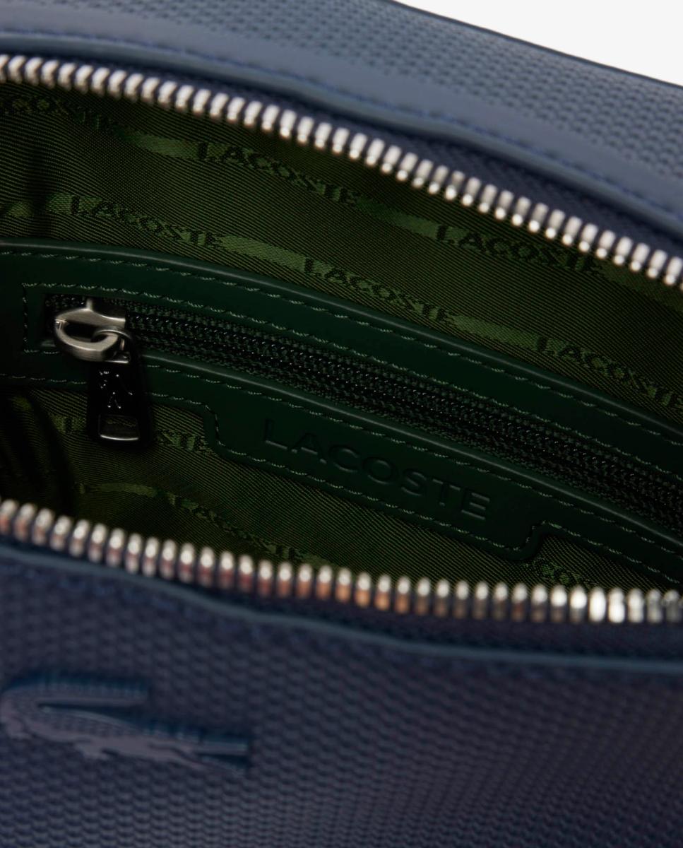 Mala de Ombro em Pele com Efeito Piqué Azul-marinho-4