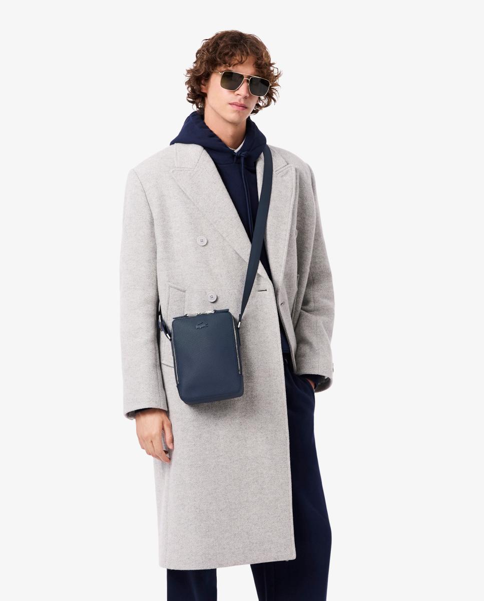 Mala de Ombro em Pele com Efeito Piqué Azul-marinho-6