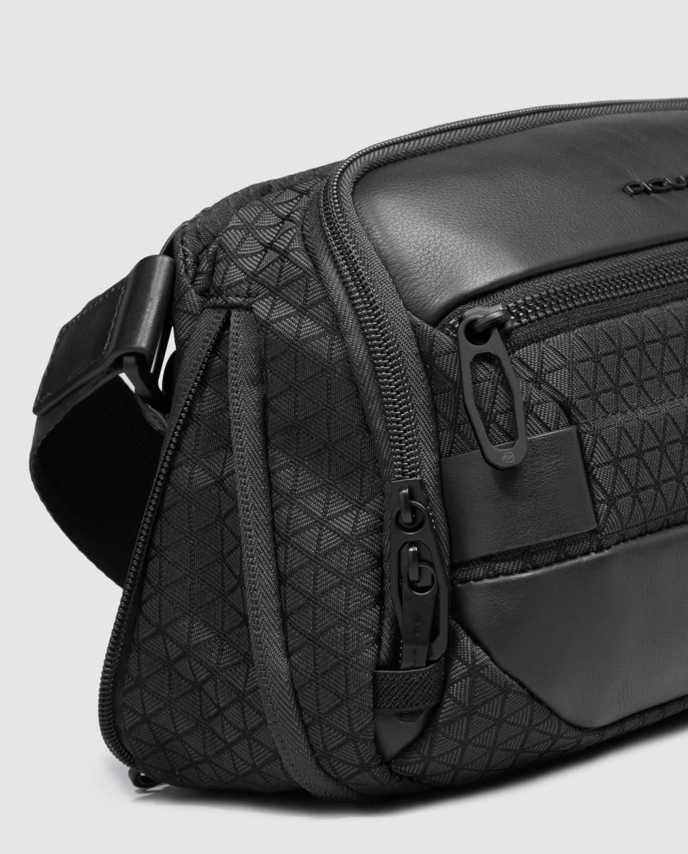 Bolsa de Cintura Extensível em Tecido Reciclado e Pele com Sistema Antirroubo e Proteção RFID Preto-7