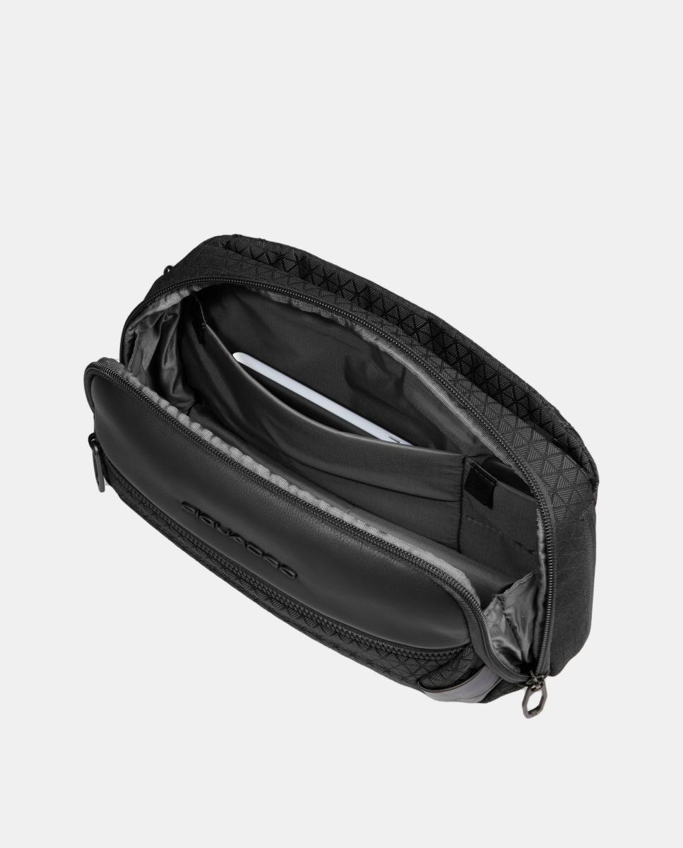 Bolsa de Cintura Extensível em Tecido Reciclado e Pele com Sistema Antirroubo e Proteção RFID Preto-8