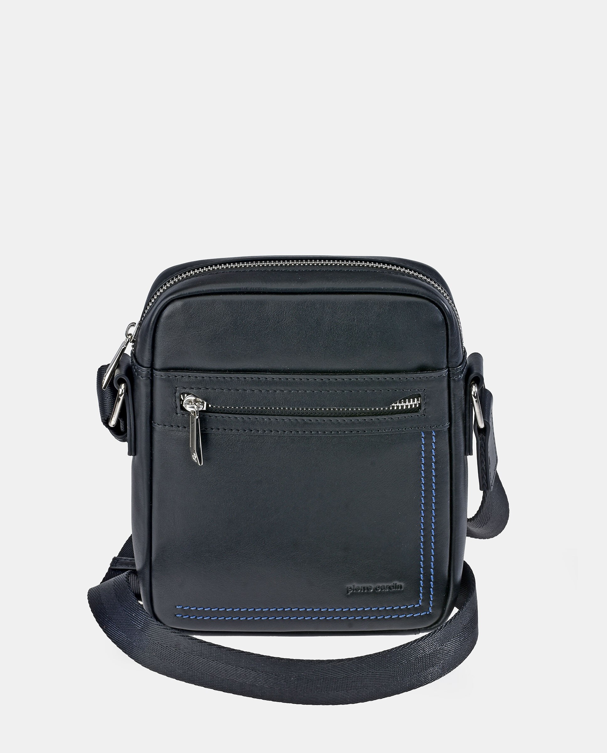 Bolso cruzar hombre en piel - Pierre Cardin - Negro Negro-1