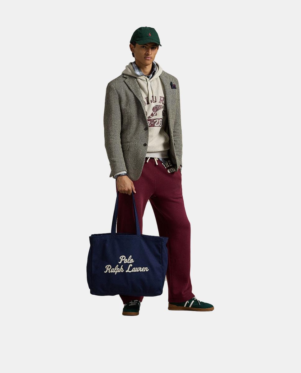 Mala Tipo Tote de Lona Fina com Logótipo Azul-marinho-2