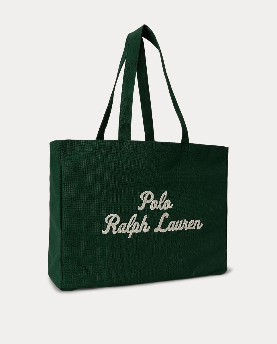 Mala Tipo Tote de Lona Fina com Bordado Verde-escuro-4