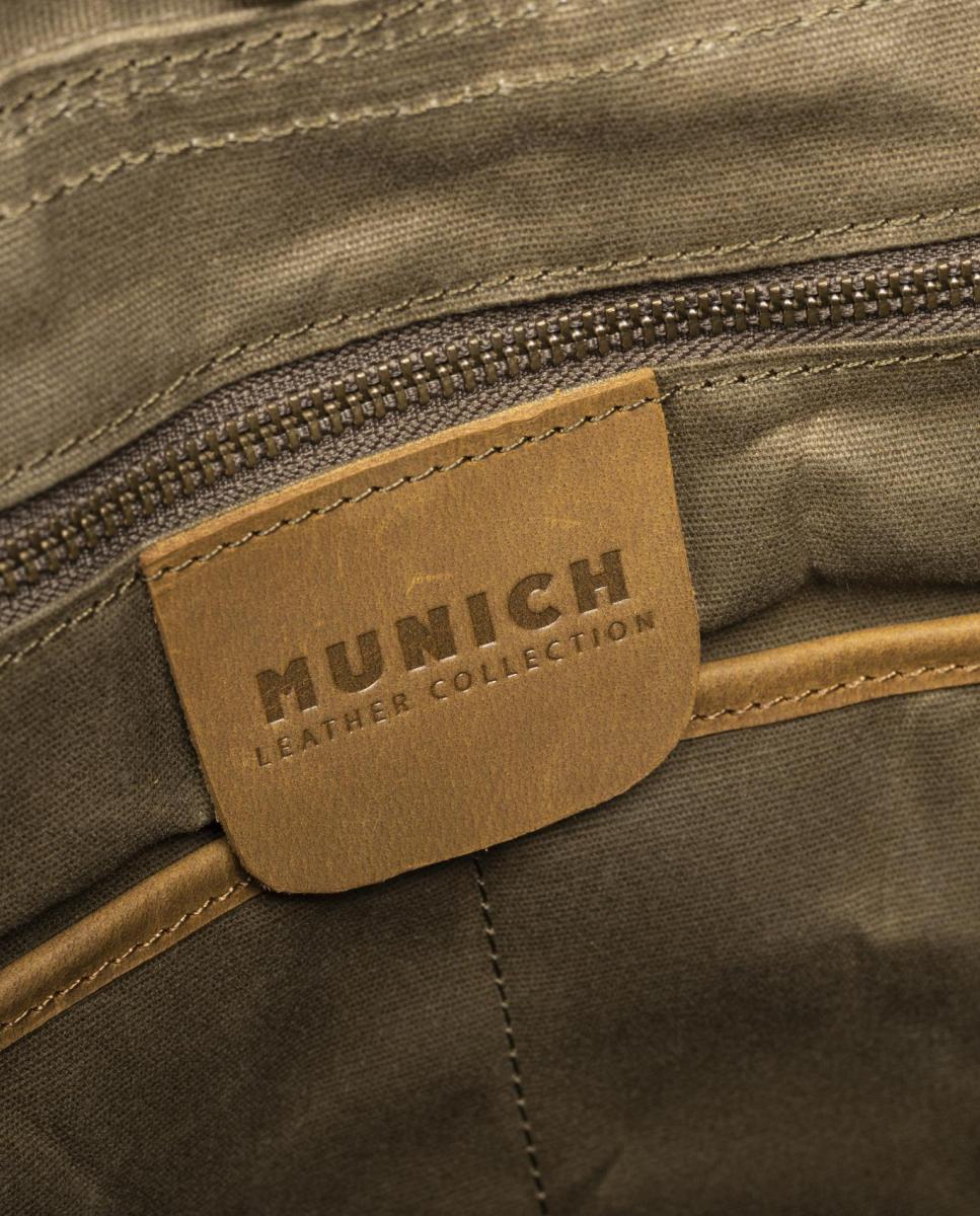 Mala Tipo tote Fabricada em Lona Engordurada e Detalhes em Pele Bovina. Verde-5