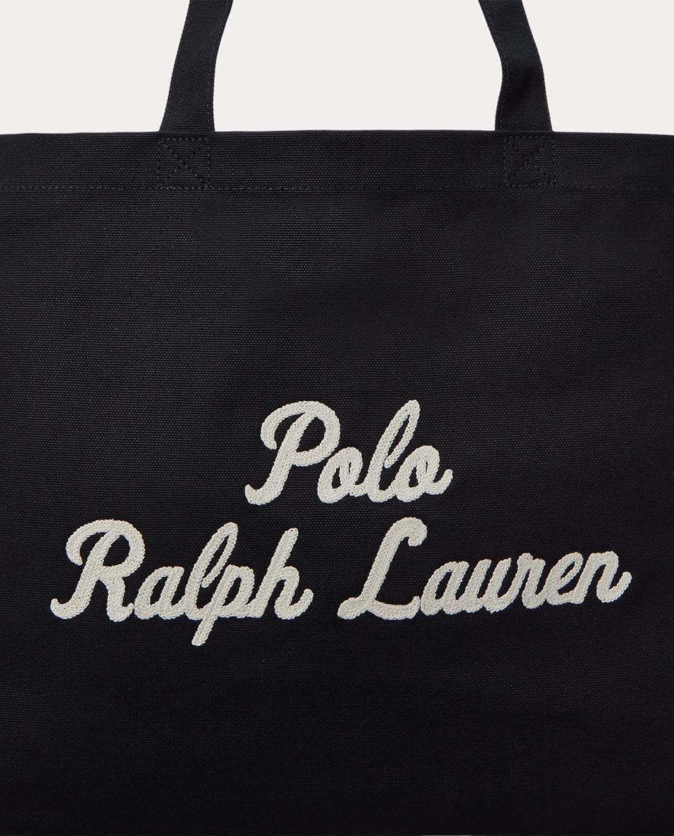 Mala Tipo Tote de Lona Fina com Bordado Preto-6
