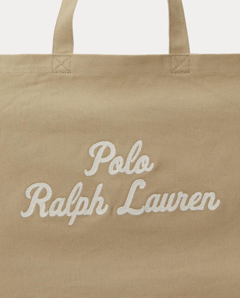 Mala Tipo Tote de Lona Fina com Bordado Castanho-claro-6