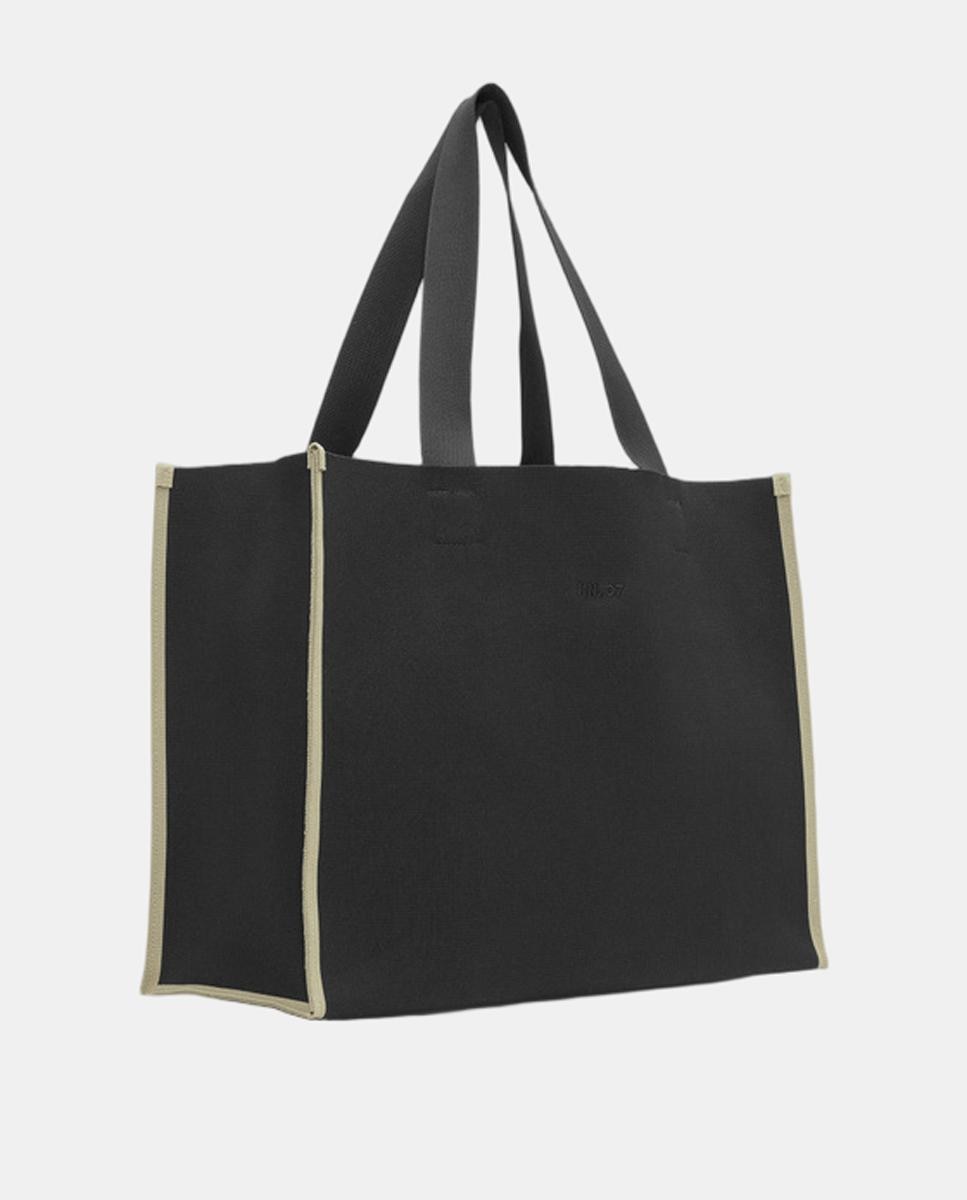 Mala Tipo Tote em Tecido Jacquard Preto-2