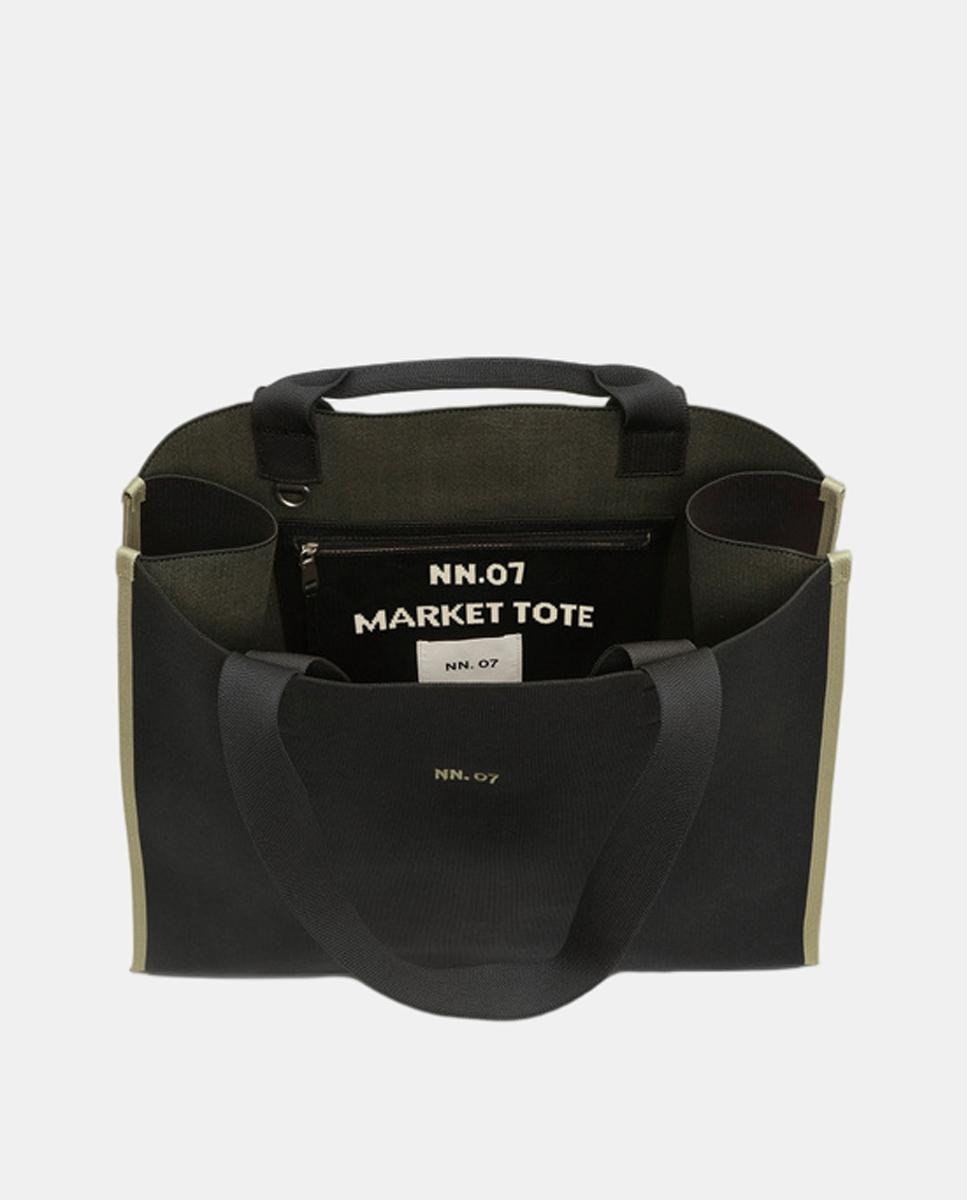 Mala Tipo Tote em Tecido Jacquard Preto-3