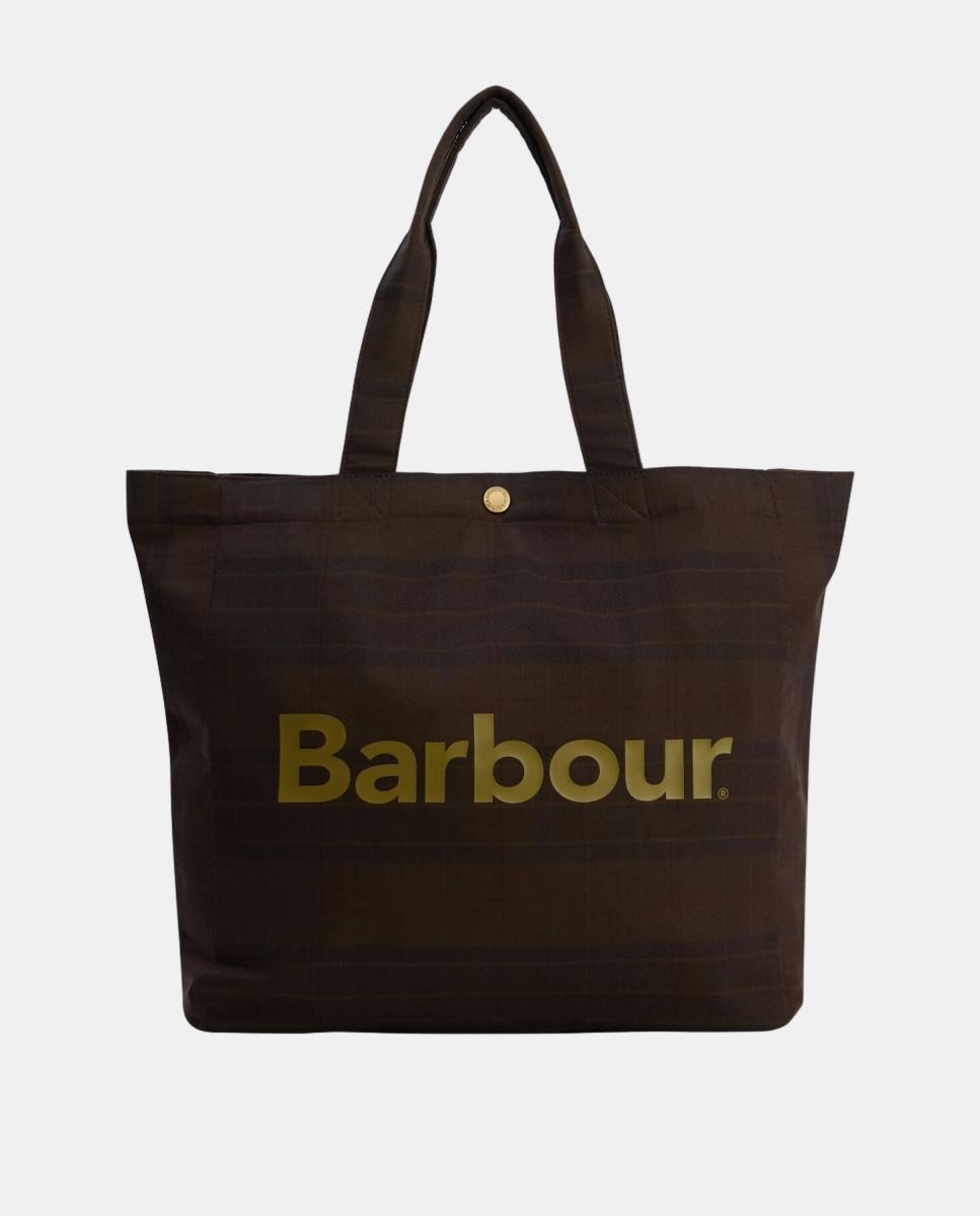 Imagen 0 de Bolso tote de algodón encerado con logotipo Marrón