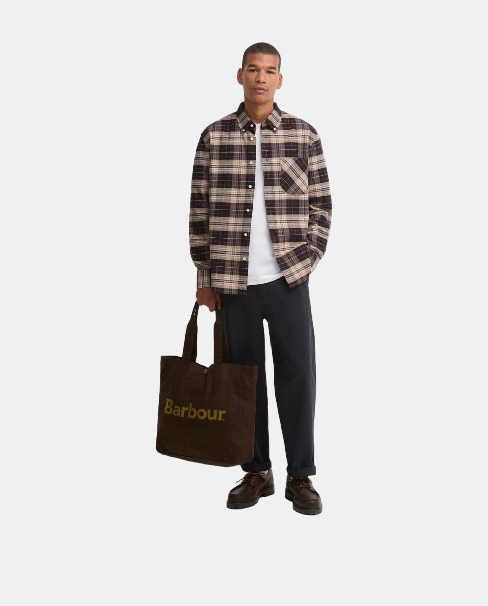 Bolso tote de algodón encerado con logotipo - Barbour - Marrón Marrón-2