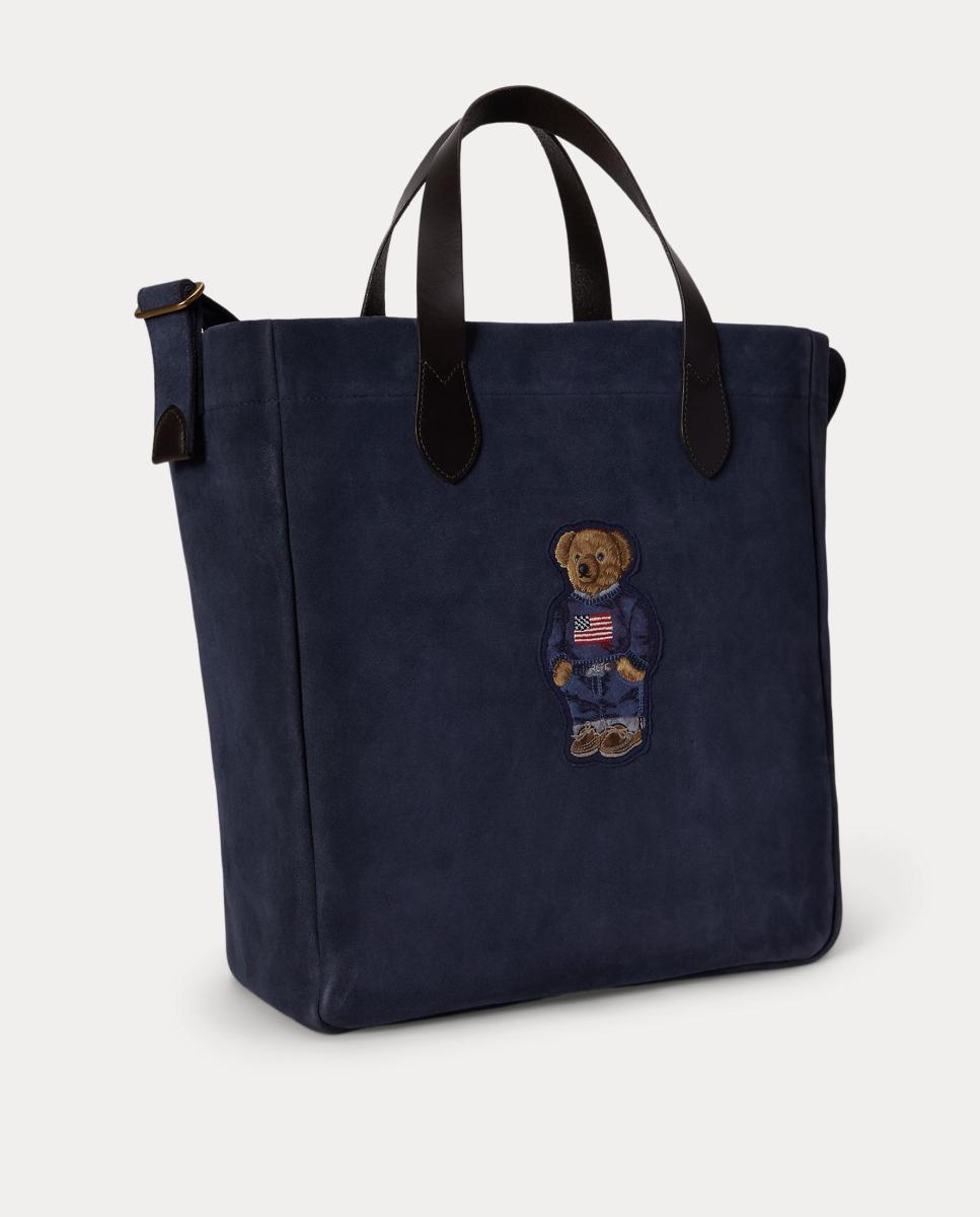 Mala Tipo Tote de Lona Fina com Polo Bear Azul-marinho-2