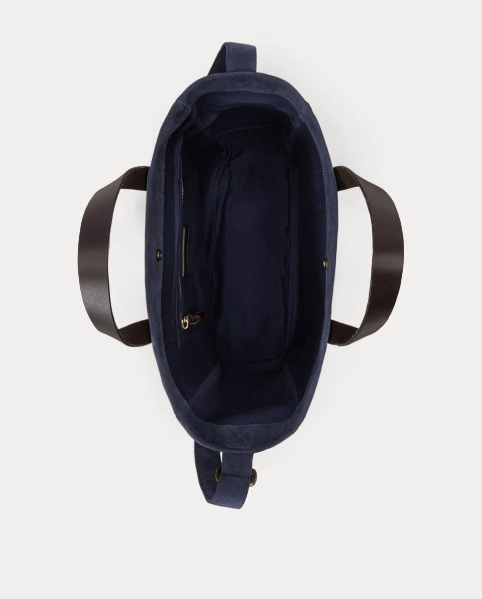 Mala Tipo Tote de Lona Fina com Polo Bear Azul-marinho-4