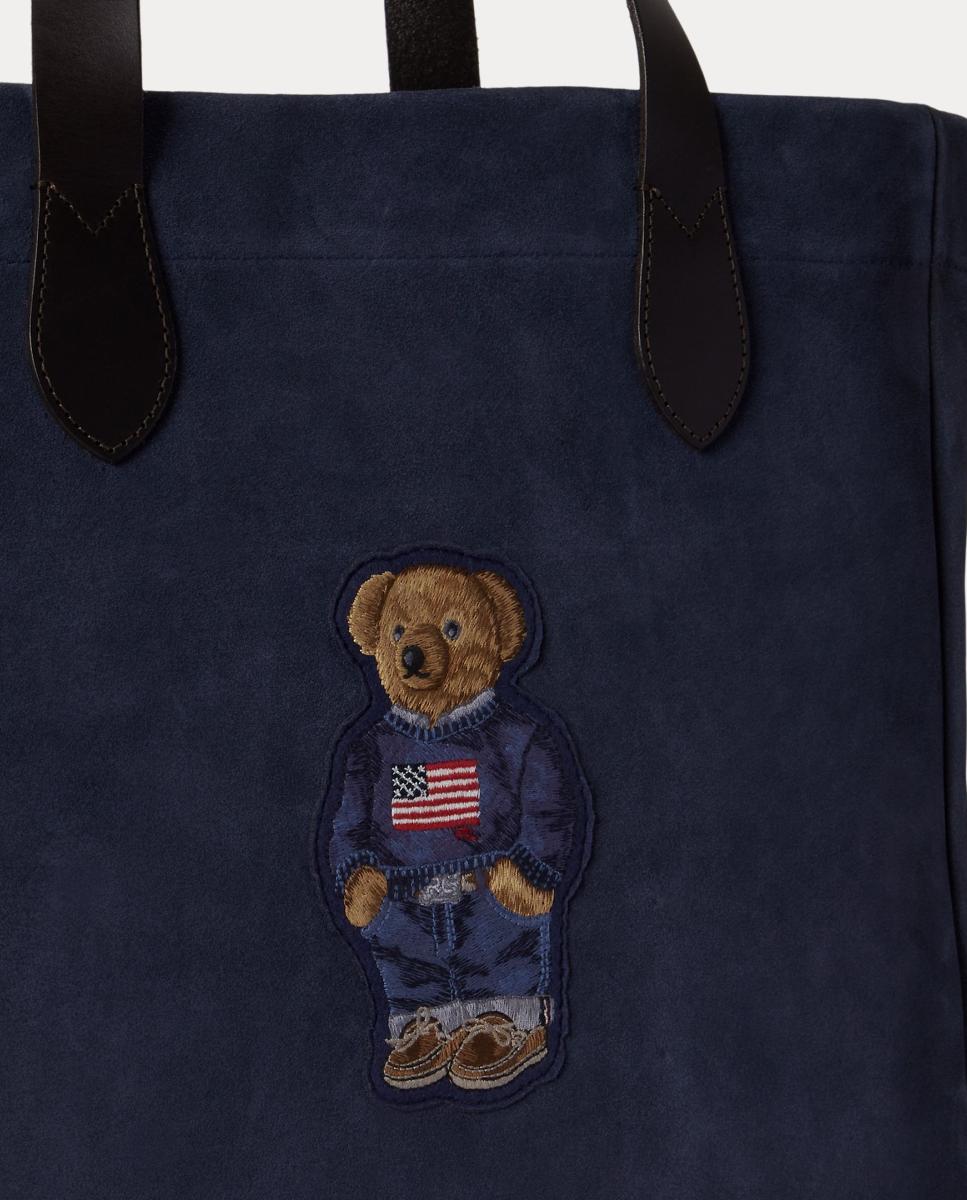 Mala Tipo Tote de Lona Fina com Polo Bear Azul-marinho-5