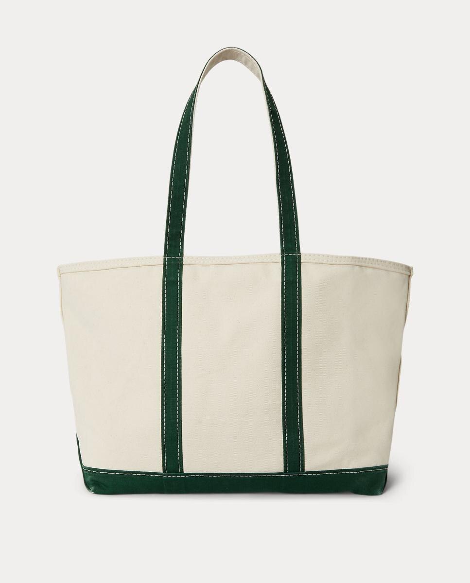 Mala Tipo Tote de Lona Fina com Big Pony Creme-3