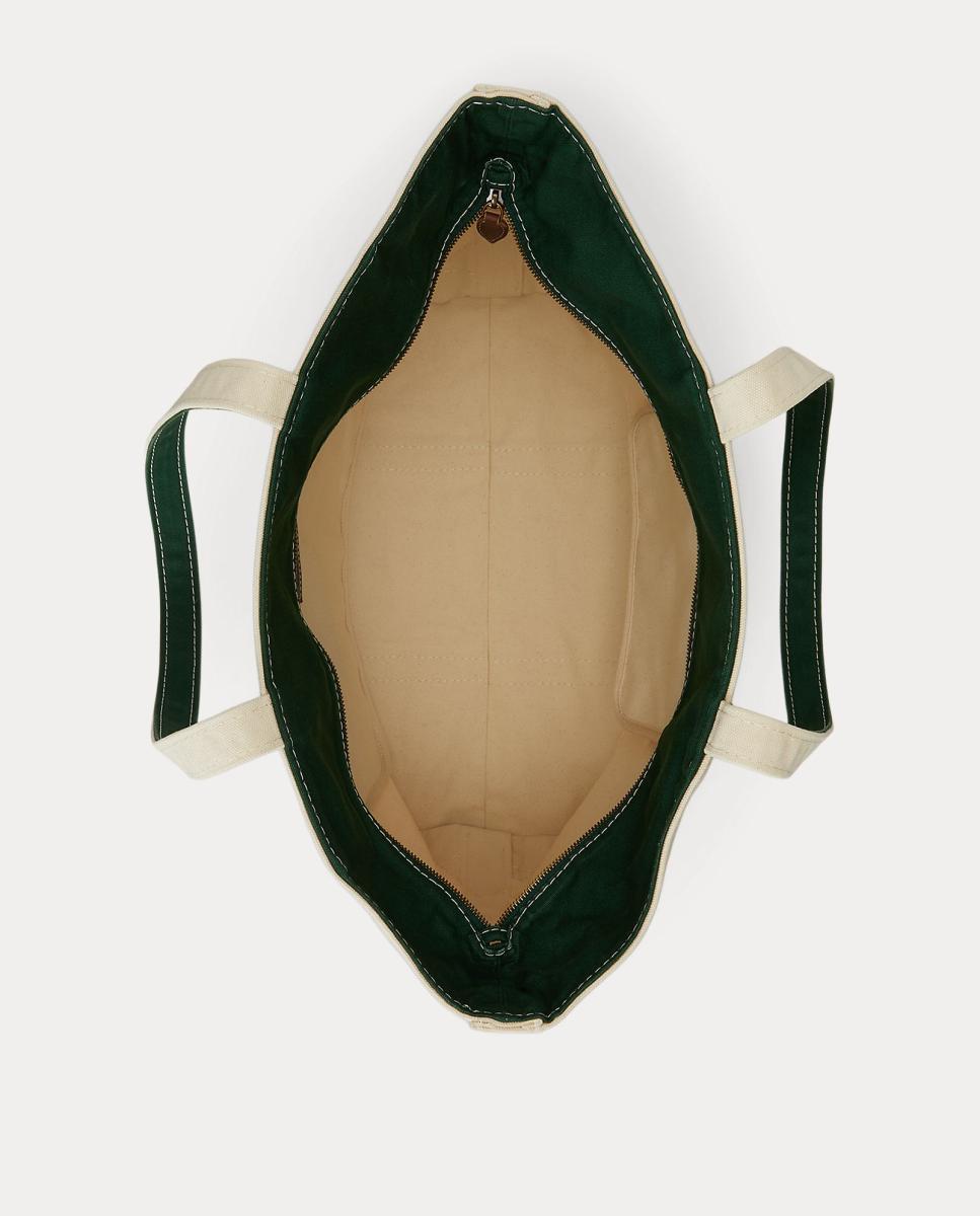 Mala Tipo Tote de Lona Fina com Big Pony Creme-4