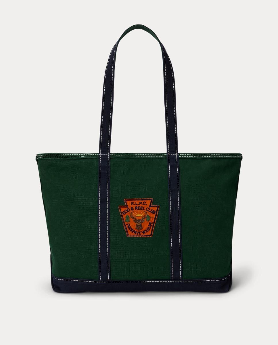 Mala Tipo Tote de Ombro em Lona Fina com Remendos Verde-4