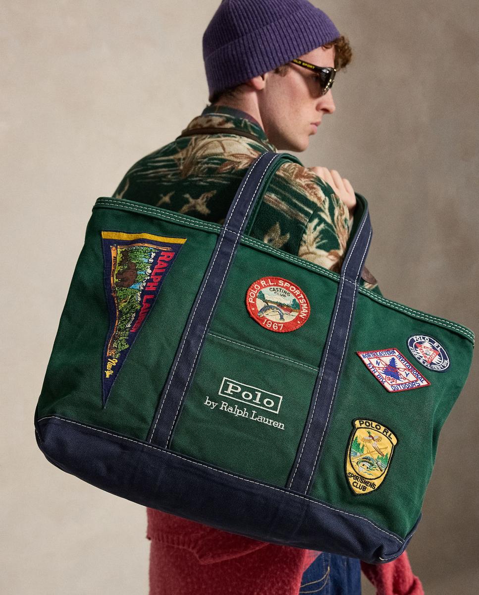 Mala Tipo Tote de Ombro em Lona Fina com Remendos Verde-7