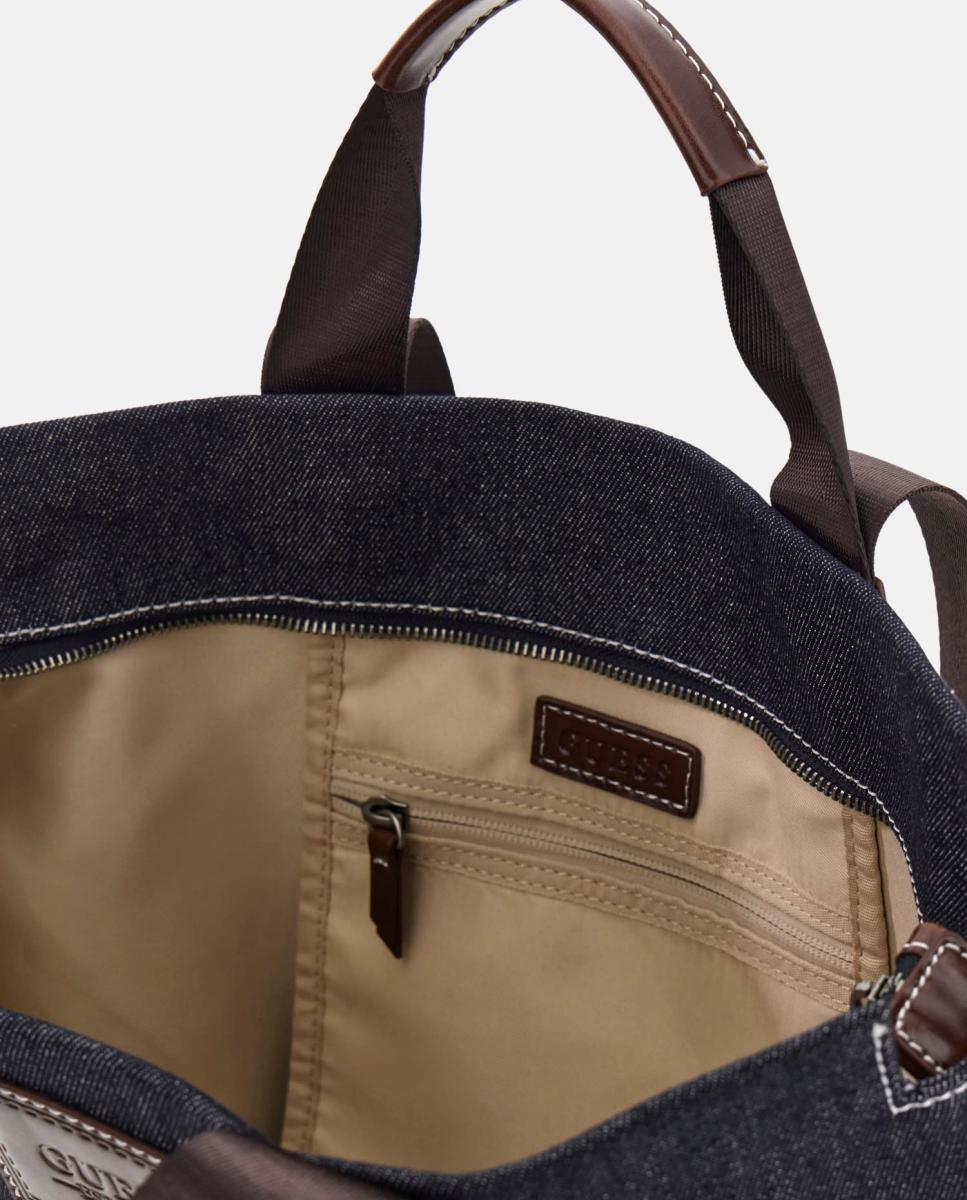 Mala Tipo Tote de Formato Vertical com Estrutura Flexível Azul-3