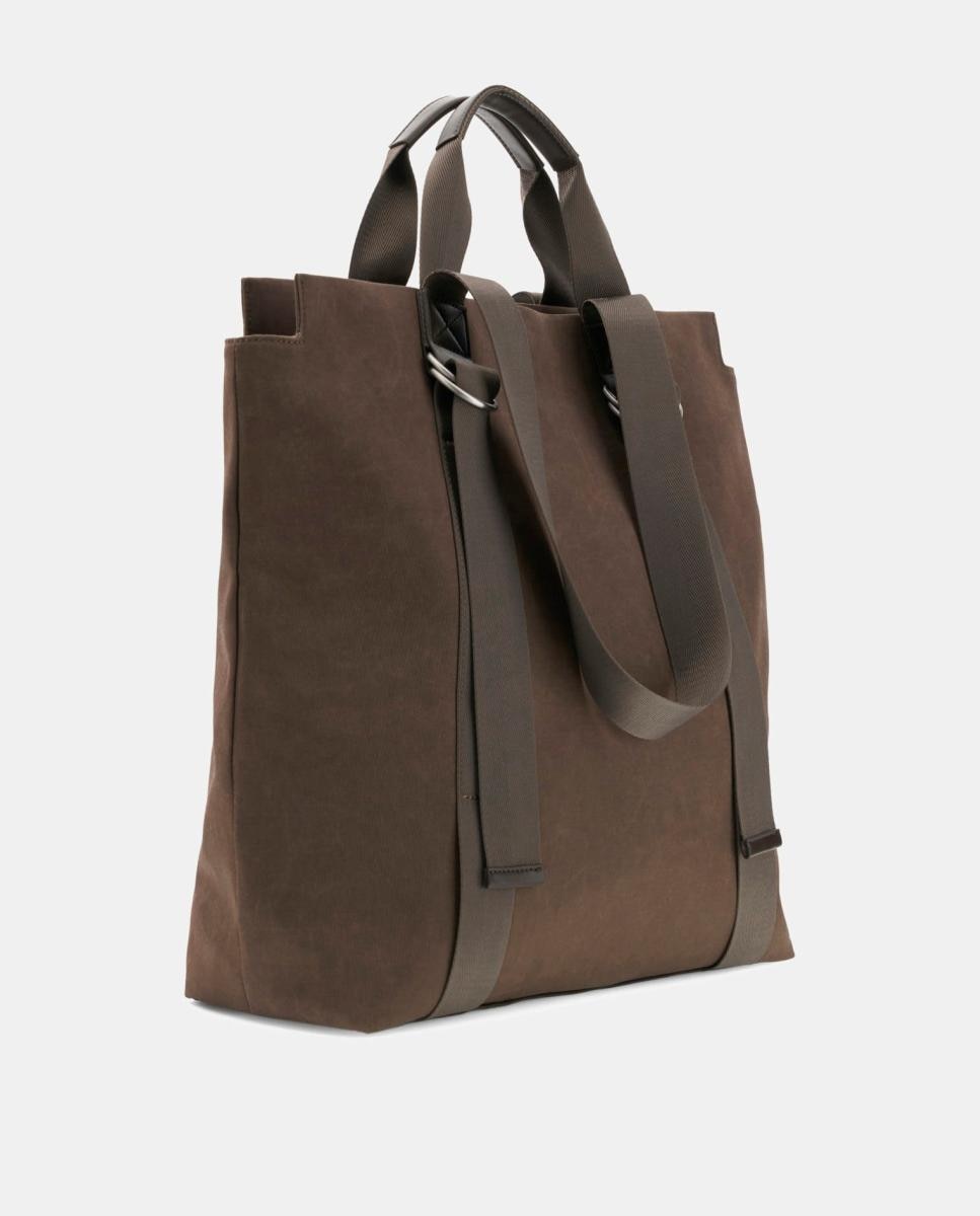 Bolso tote de hombre de formato vertical con estructura flexible - Guess - Marrón oscuro Marrón oscuro-2