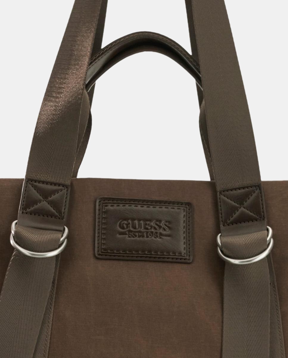 Bolso tote de hombre de formato vertical con estructura flexible - Guess - Marrón oscuro Marrón oscuro-4
