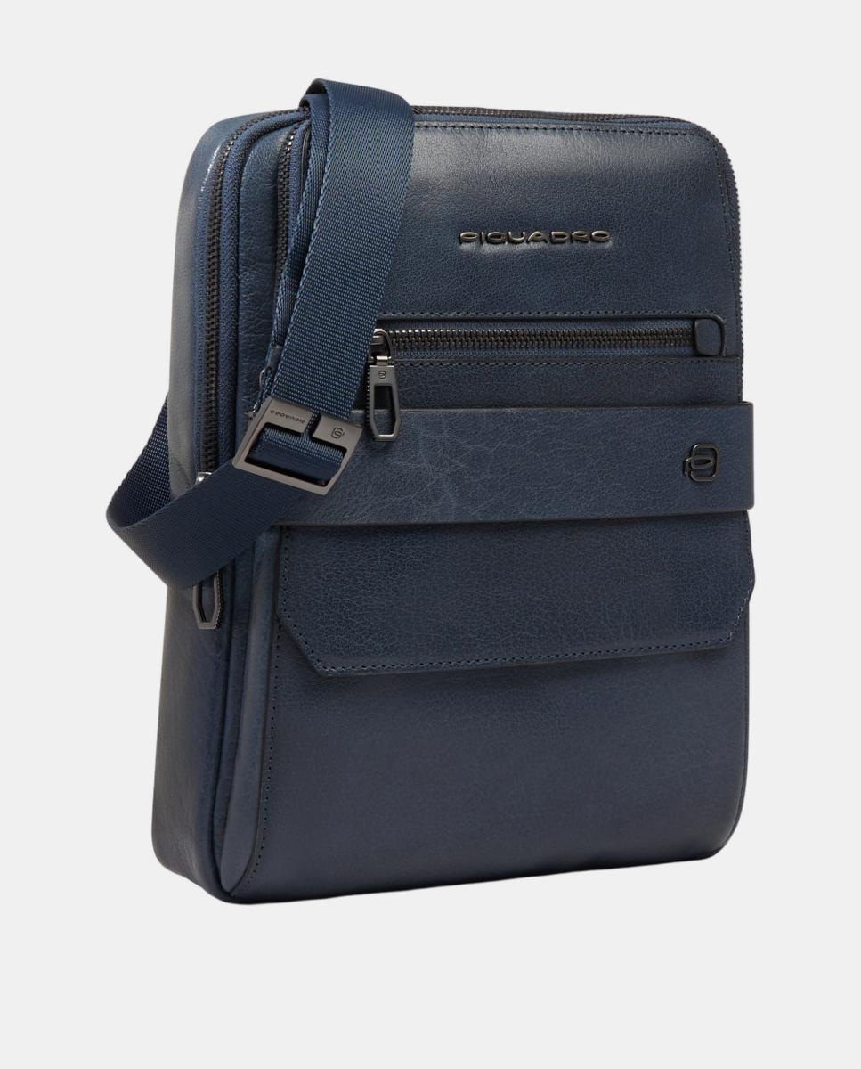 Mala a Tiracolo Cruzado em Pele para iPad® Azul-2