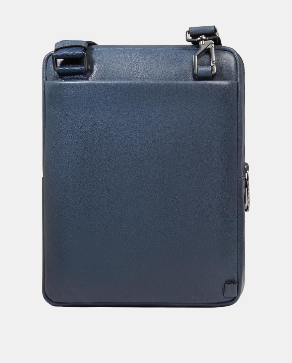 Mala a Tiracolo Cruzado em Pele para iPad® Azul-3