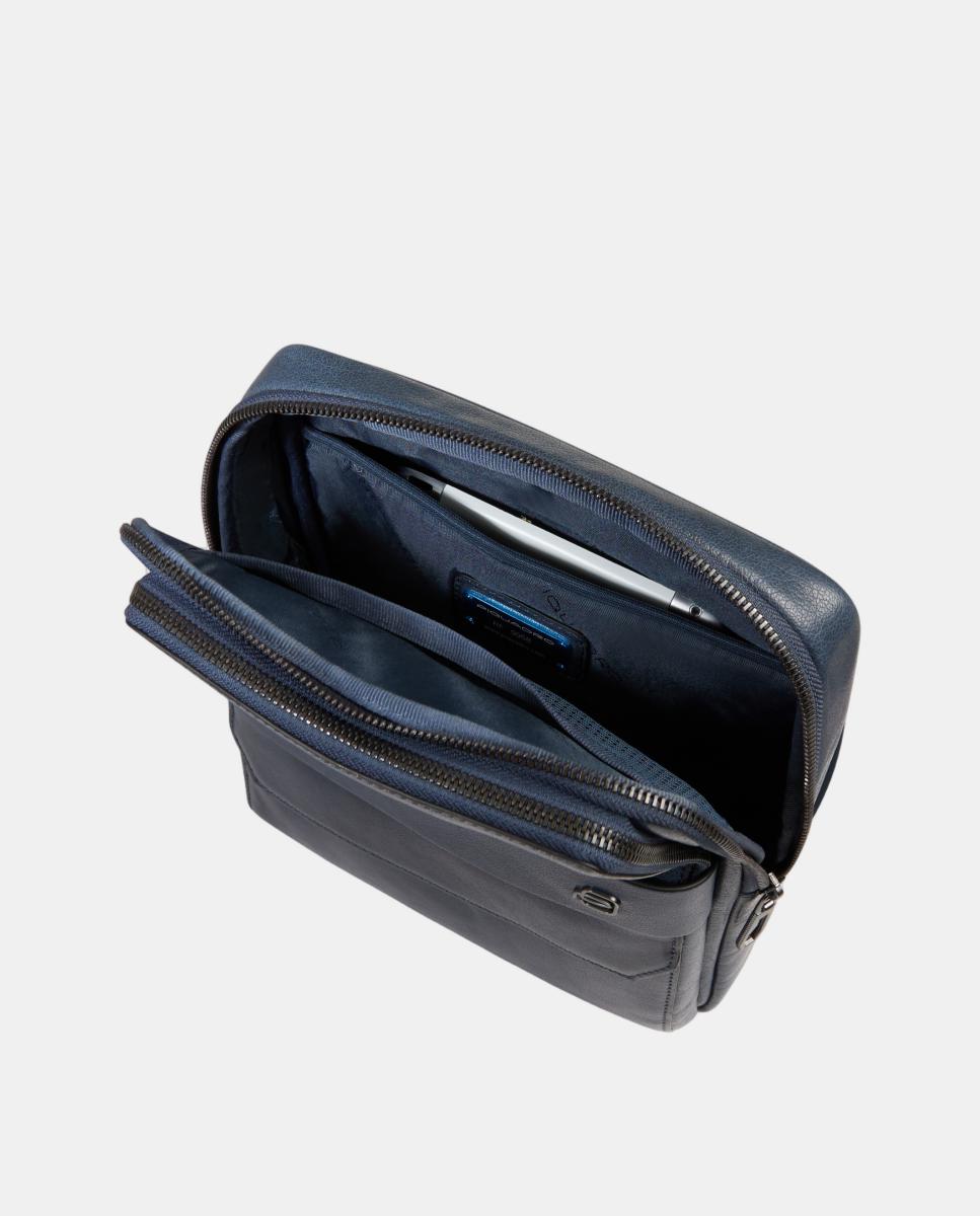 Mala a Tiracolo Cruzado em Pele para iPad® Azul-4