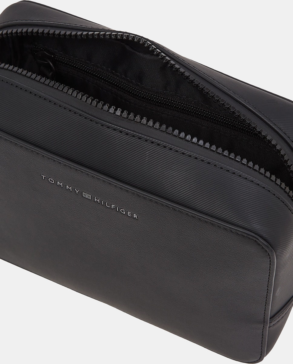 Nécessaire em Ecopele com Desenho de Logótipo à Frente Preto-4