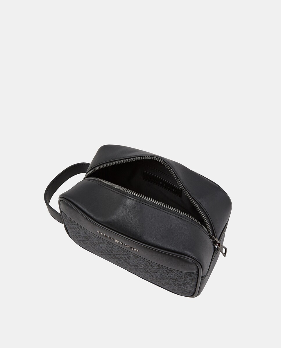 Nécessaire em Ecopele com Desenho de Monograma Preto-4