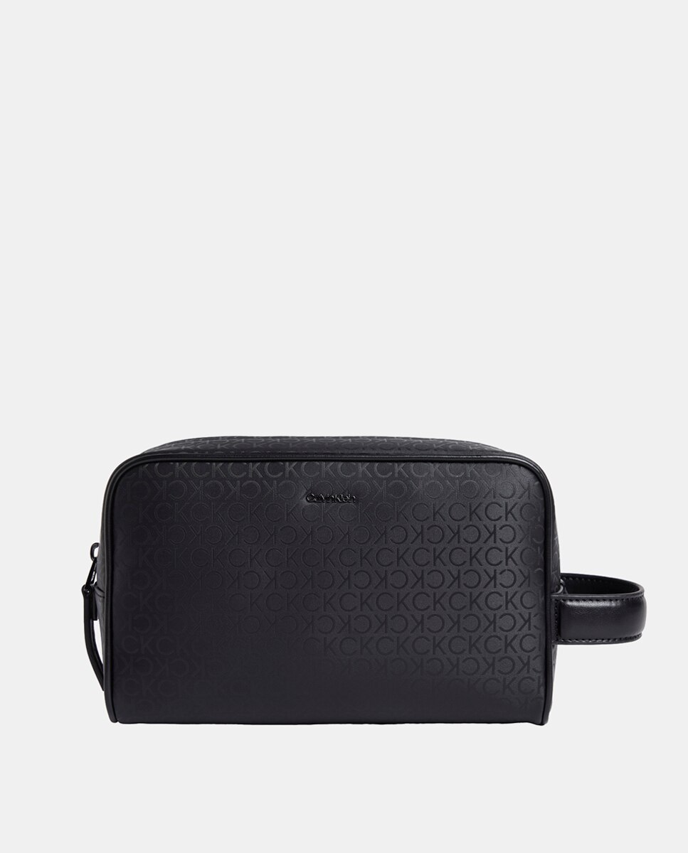 Nécessaire com Estampado de Monograma e Alça Curta Preto-1