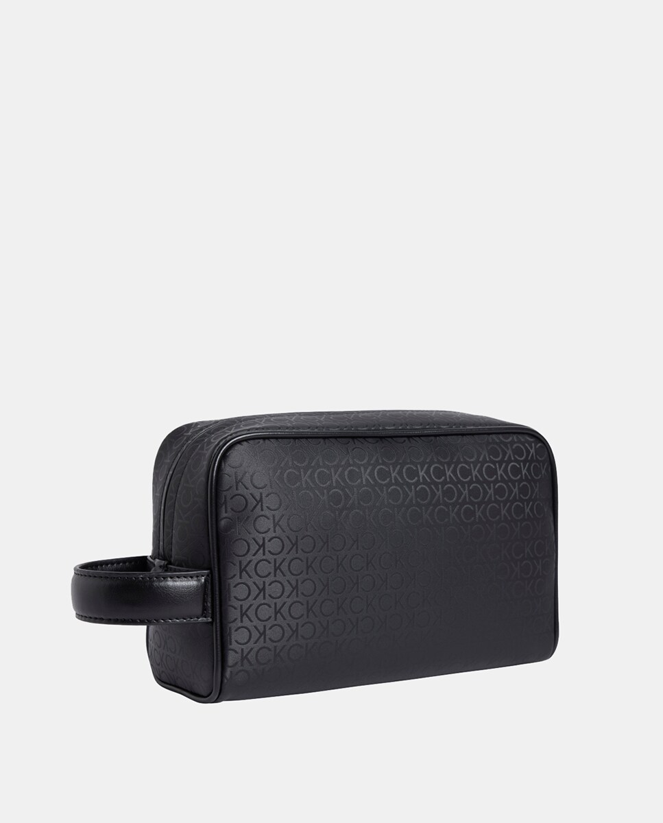 Nécessaire com Estampado de Monograma e Alça Curta Preto-2