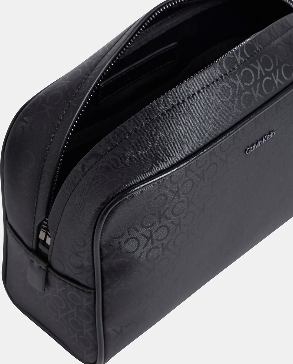 Nécessaire com Estampado de Monograma e Alça Curta Preto-3