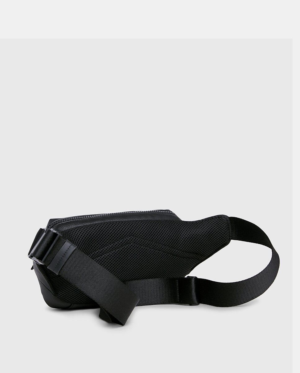Bolsa de Cintura Ajustável Lisa com Textura e Logótipo à Frente Preto-3