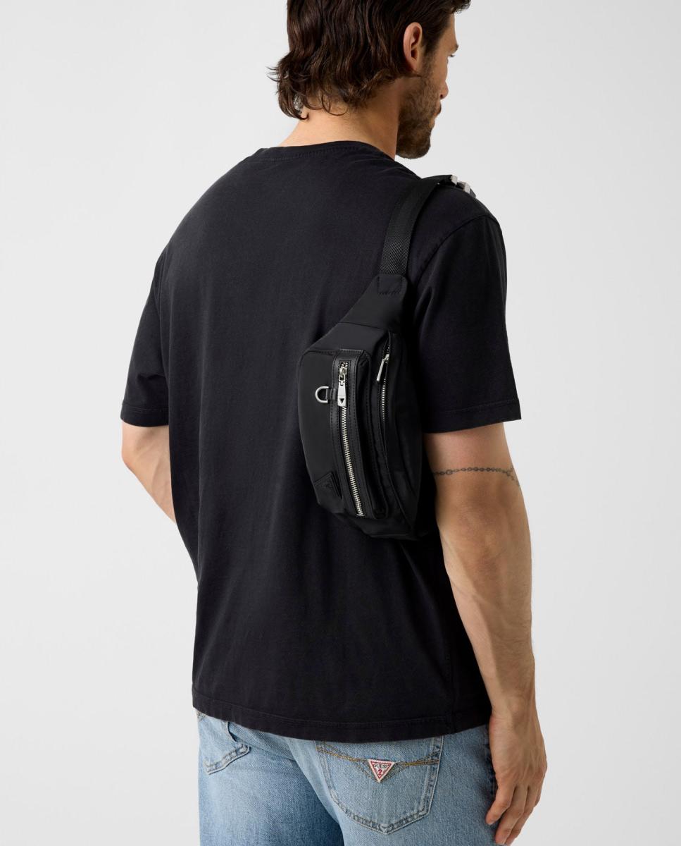 Bolsa de Cintura de Formato Horizontal com Compartimento à Frente Preto-5