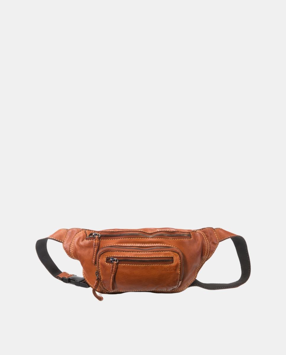 Riñonera piel lavada de hombre - Privata - Marrón claro Marrón claro-1