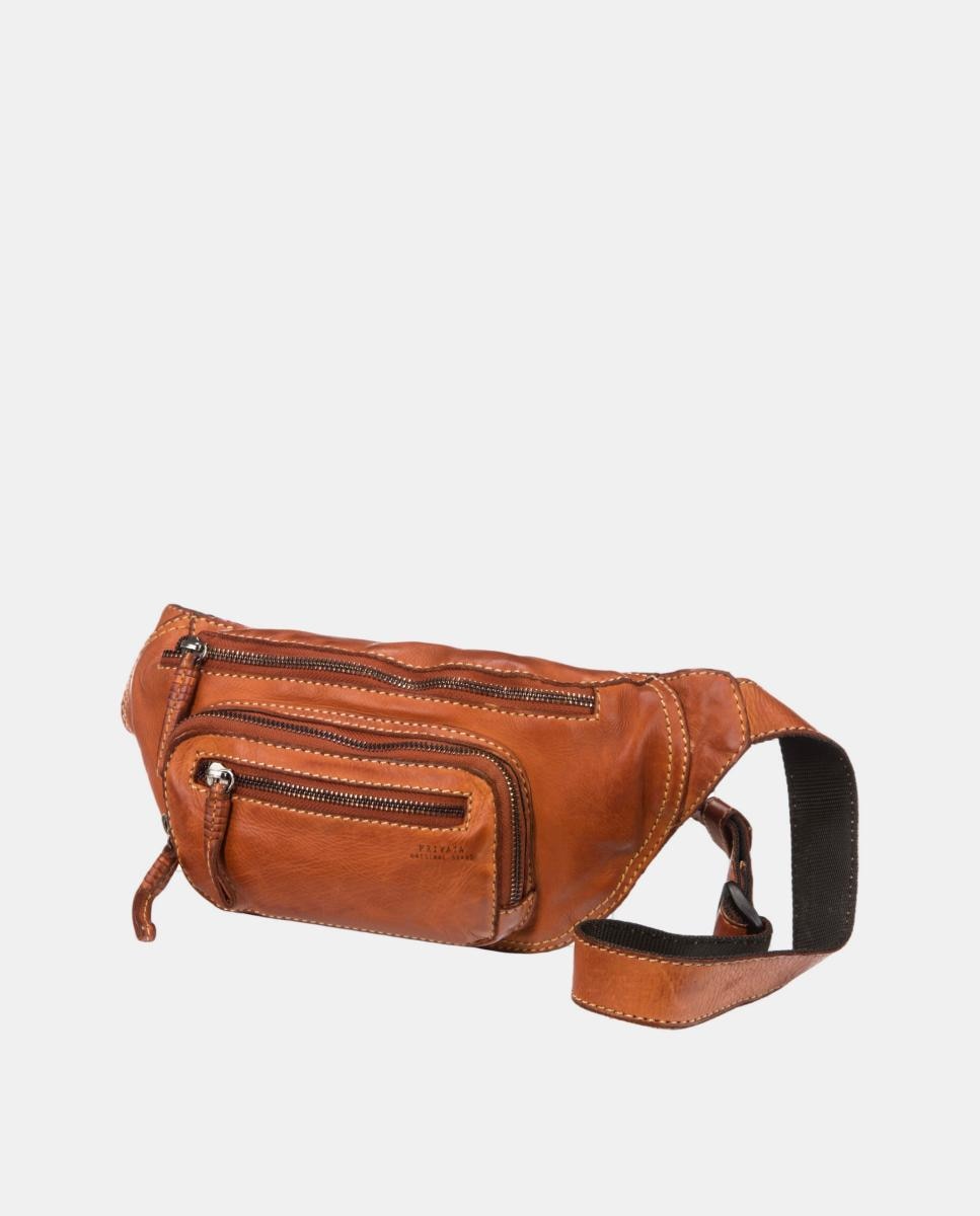 Riñonera piel lavada de hombre - Privata - Marrón claro Marrón claro-3