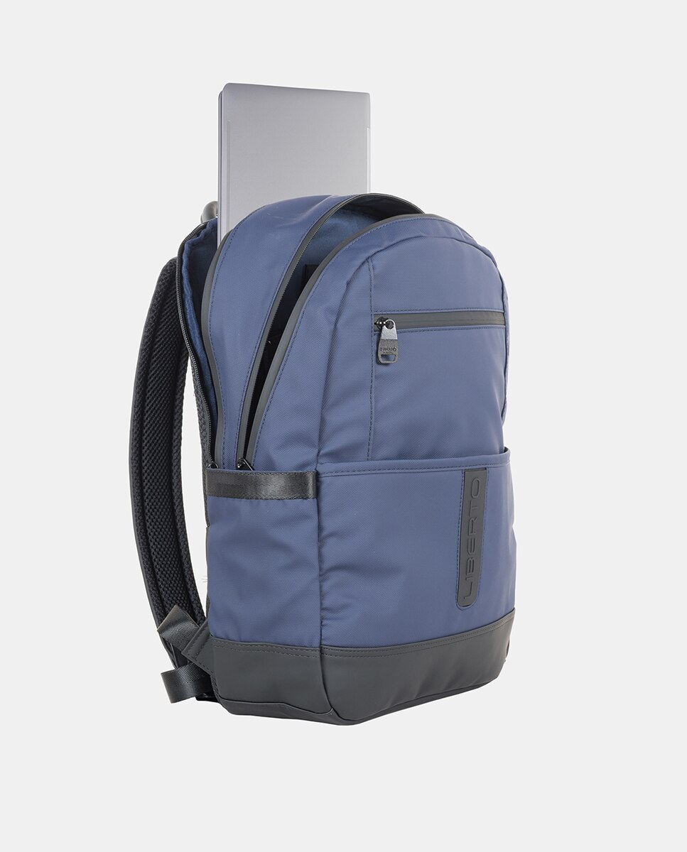 Mochila com Fecho de Correr e Espaço para Portátil e Tablet Azul-marinho-2