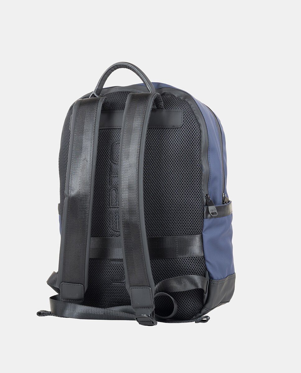 Mochila com Fecho de Correr e Espaço para Portátil e Tablet Azul-marinho-3