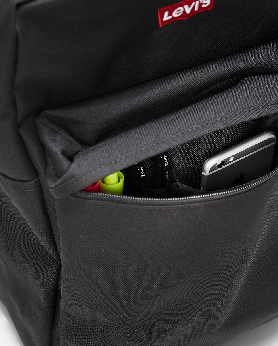 Mochila azul-marinho com fecho-éclair e espaço para portátil Preto-4