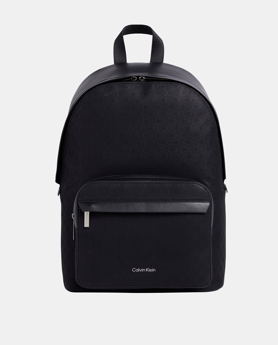 Mochila com Estampado de Monograma Preto-1