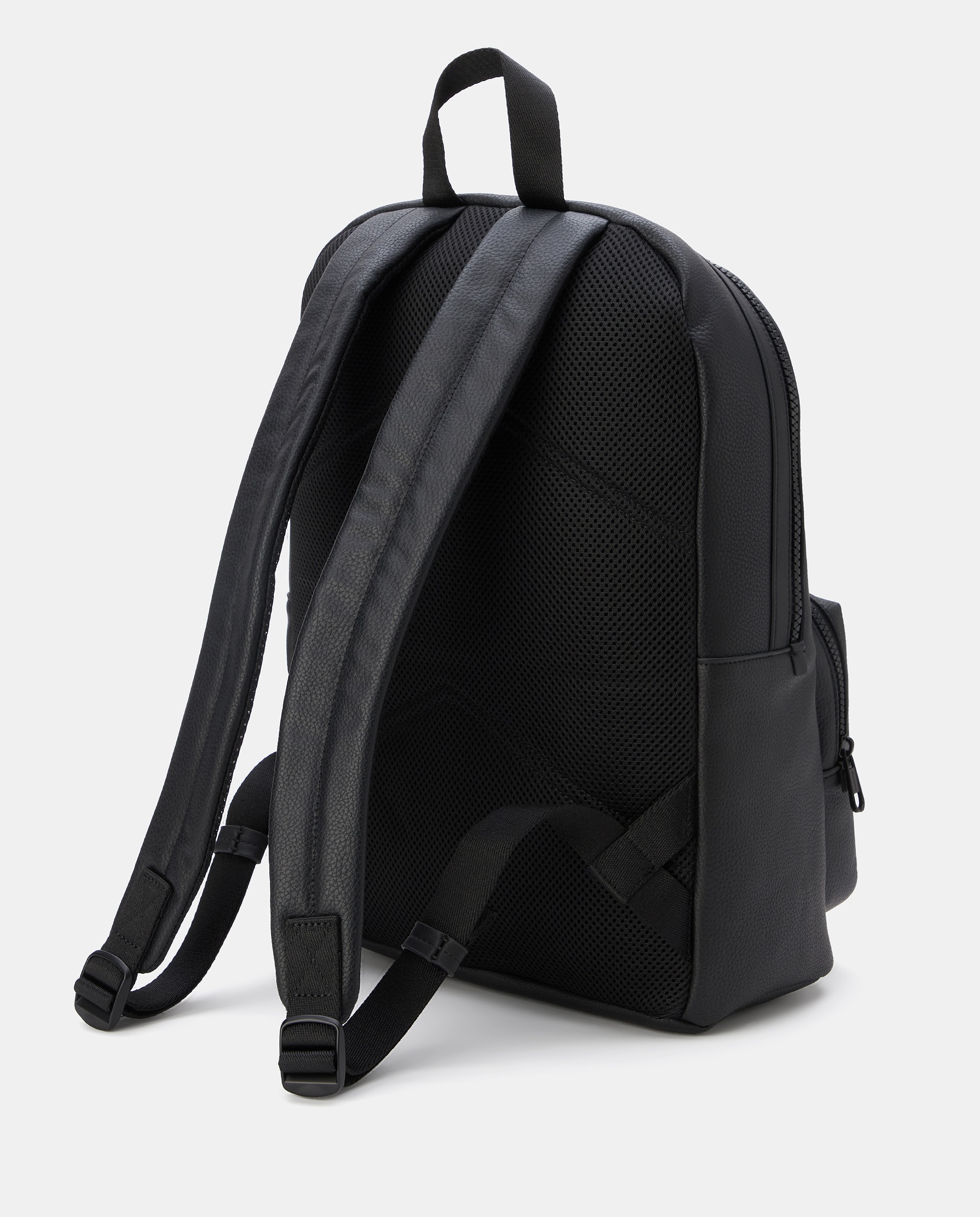 Mochila Lisa com Textura, Alça Ajustável e Logótipo à Frente Preto-2