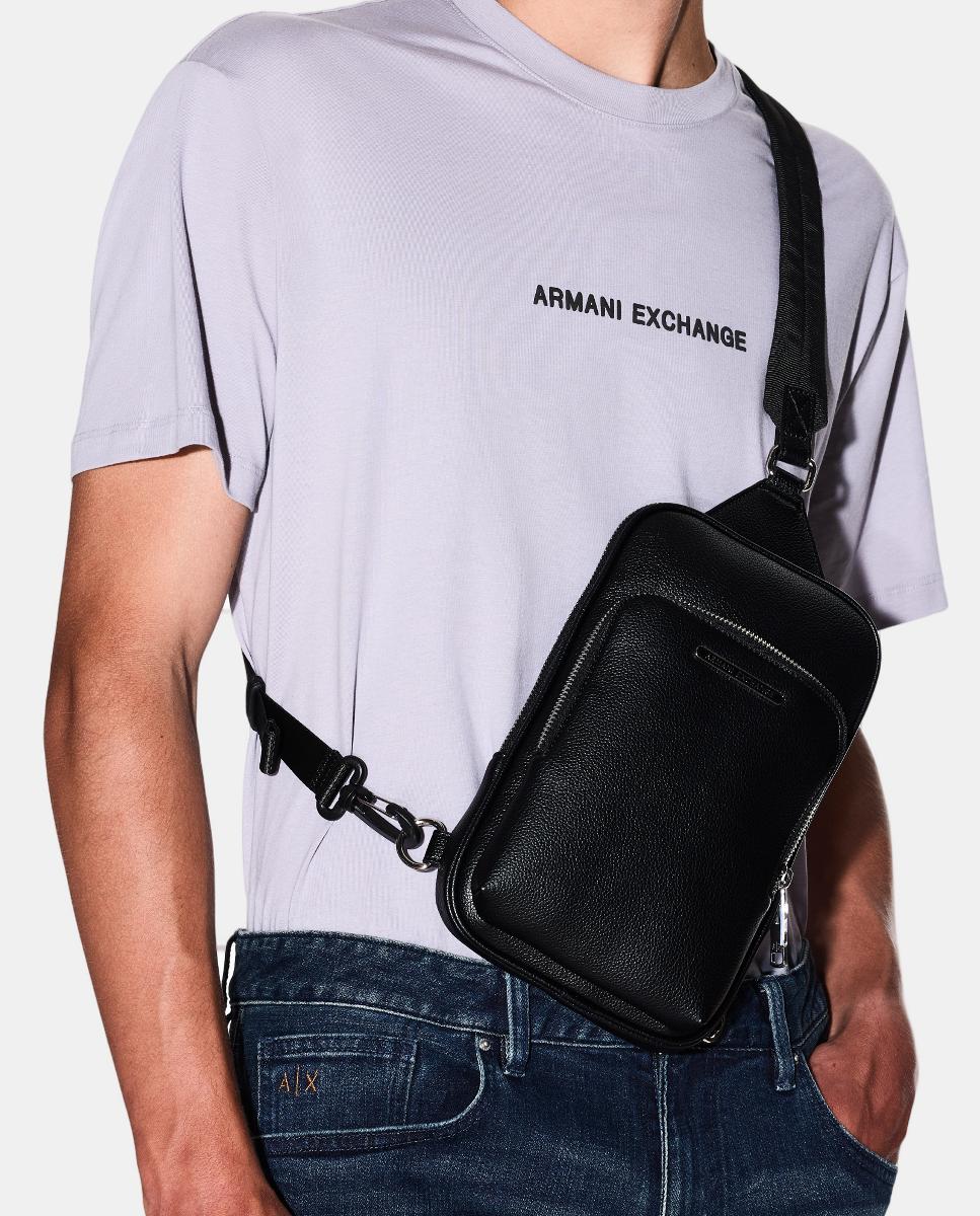 Bolsa de Cintura com Dois Bolsos, Logótipo em Placa e Correia Ajustável Preto-2