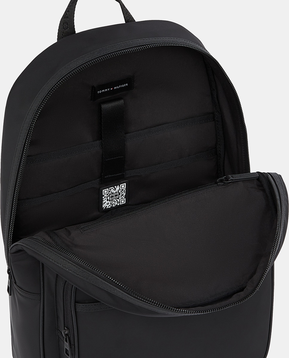 Mochila de Poliéster Reciclado com Desenho de Logótipo à Frente Preto-4