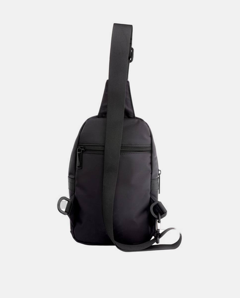 Mochila Cruzada de Nylon com uma Alça Preto-2