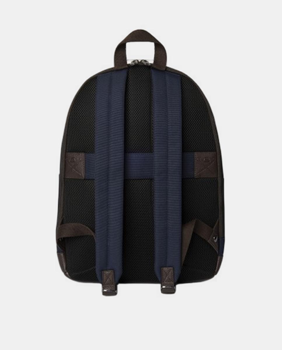 Mochila con logo Hackett, detalles de piel y bolsillo frontal de hombre - Azul Azul-2
