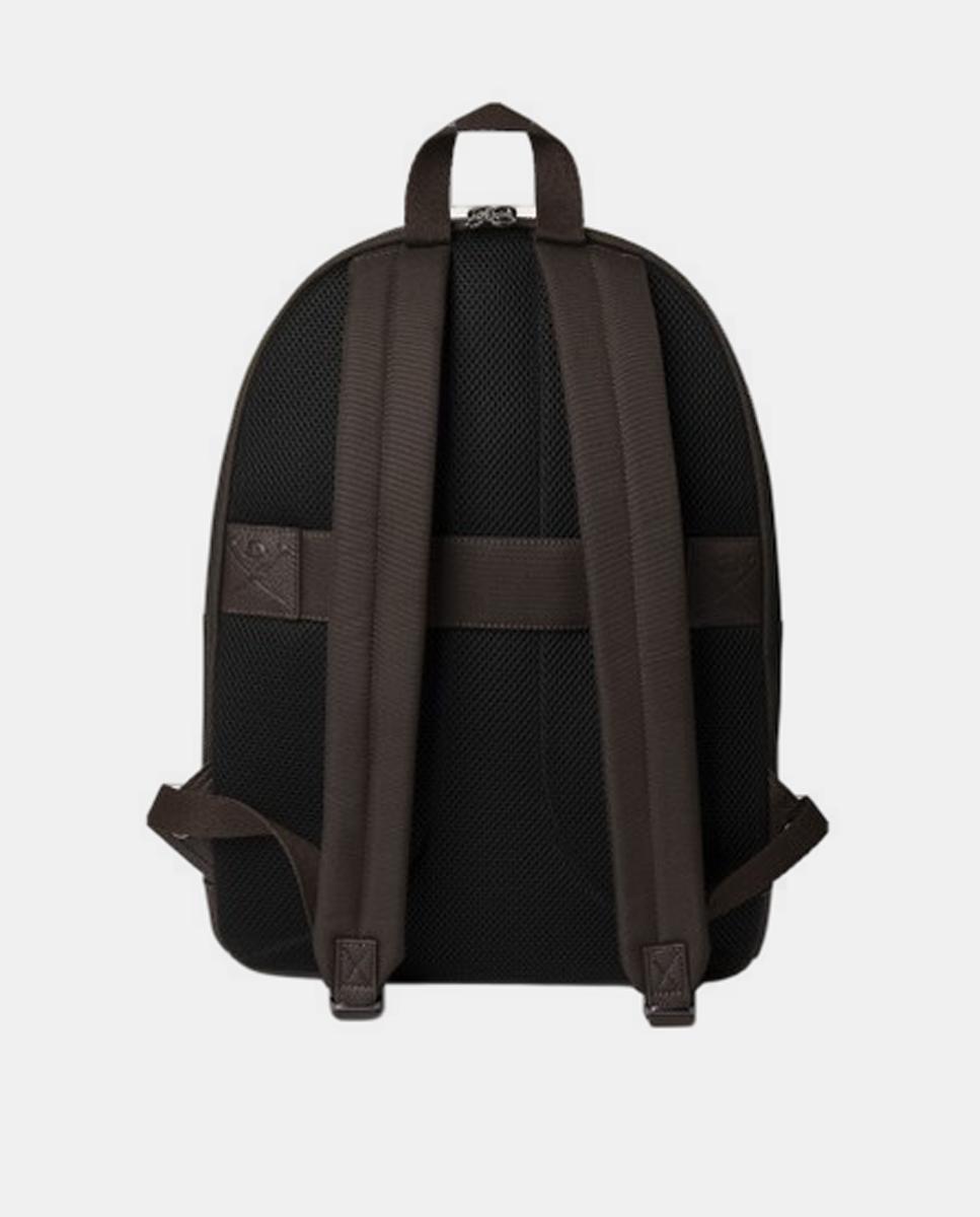 Mochila com Logótipo, Detalhes em Pele e Bolso à Frente Castanho-3