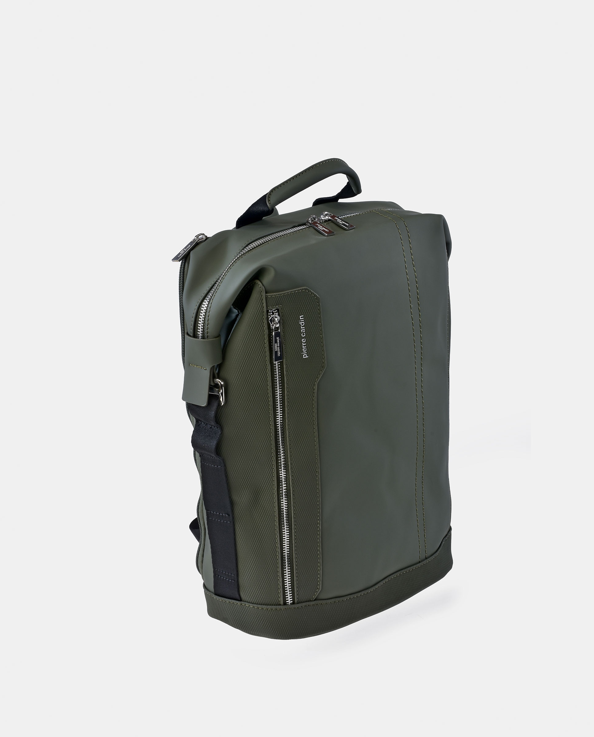 Mochila de PU com Fechos de Correr Verde-escuro-2