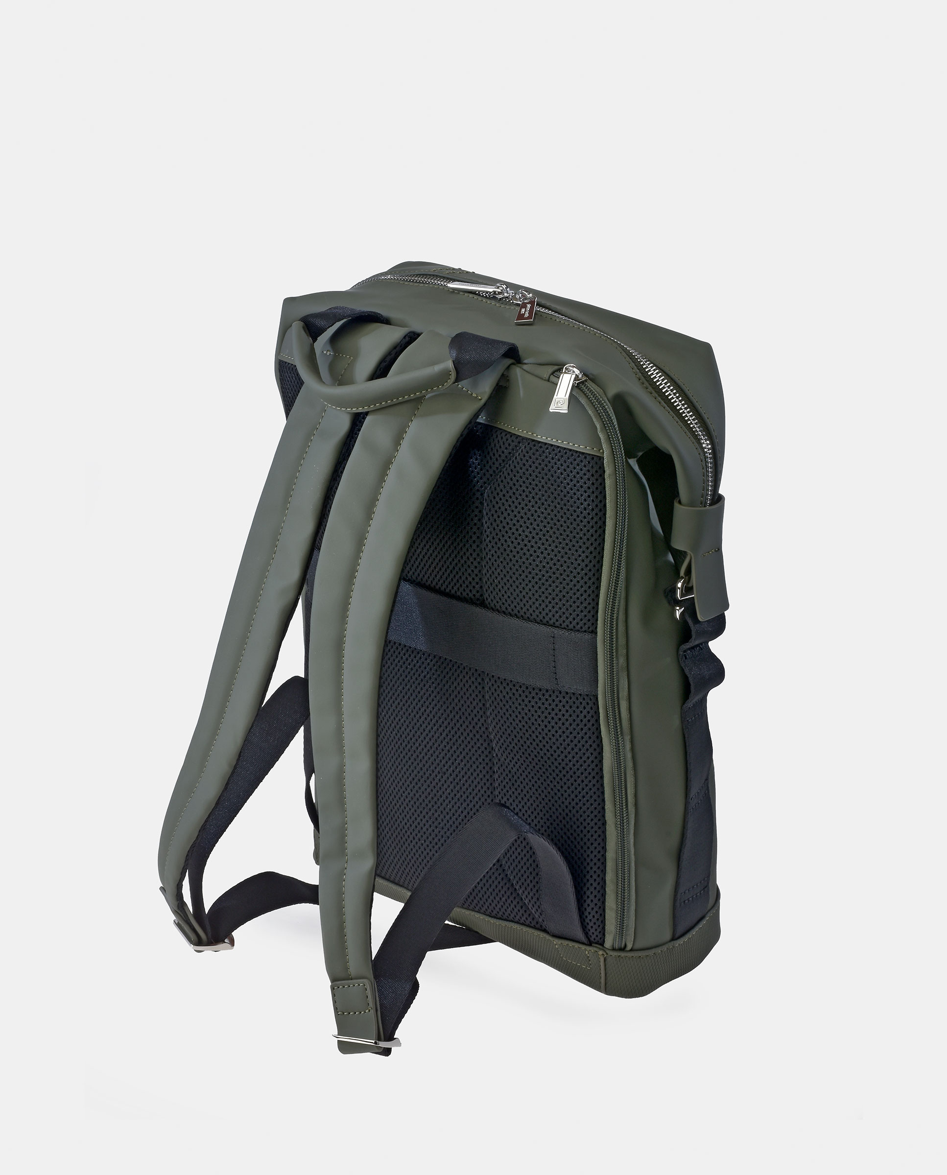 Mochila de PU com Fechos de Correr Verde-escuro-3