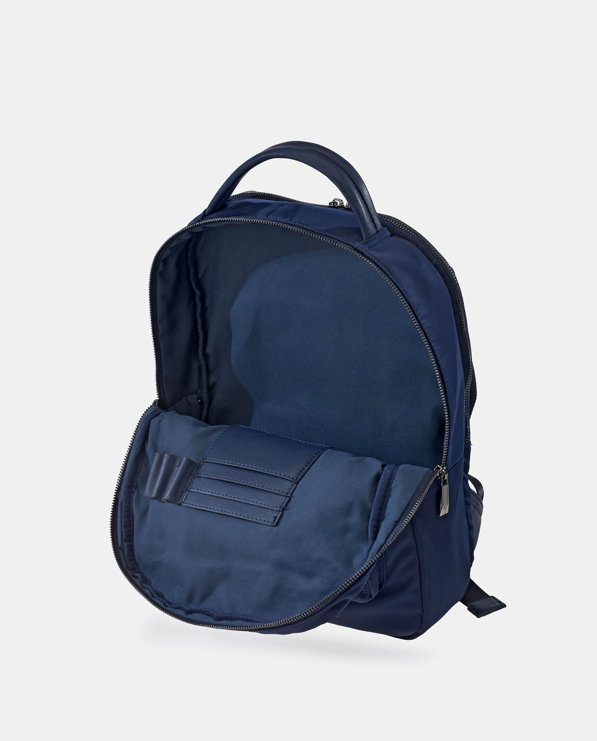 Mochila de Nylon com Fechos de Correr Azul-marinho-5