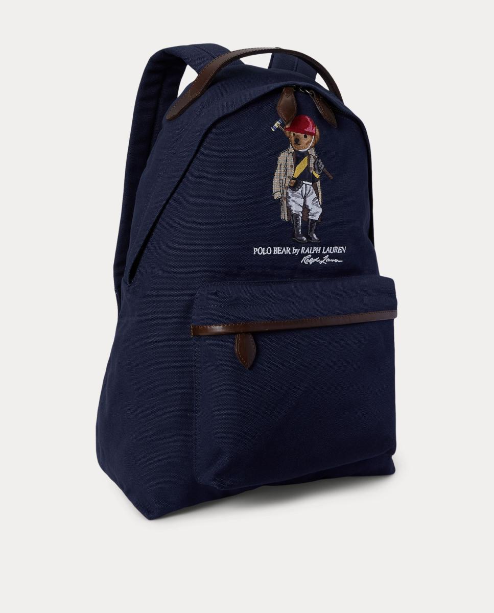 Mochila com Polo Bear e em Lona Fina Azul-marinho-3